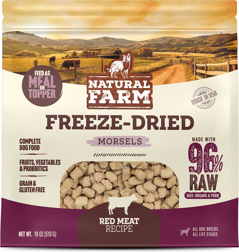 Natural Farm Beef Morsels Grain-Free Freeze-Dried Dog Food, 18-oz bag