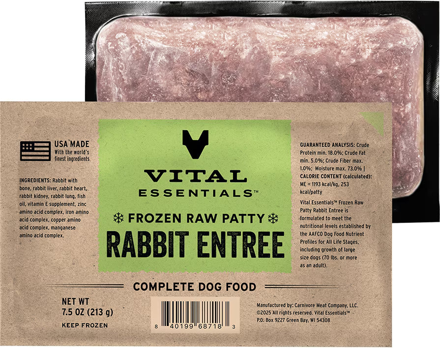 Vital Essentials Frozen Raw Patties Grain-Free Rabbit 4.7lb
