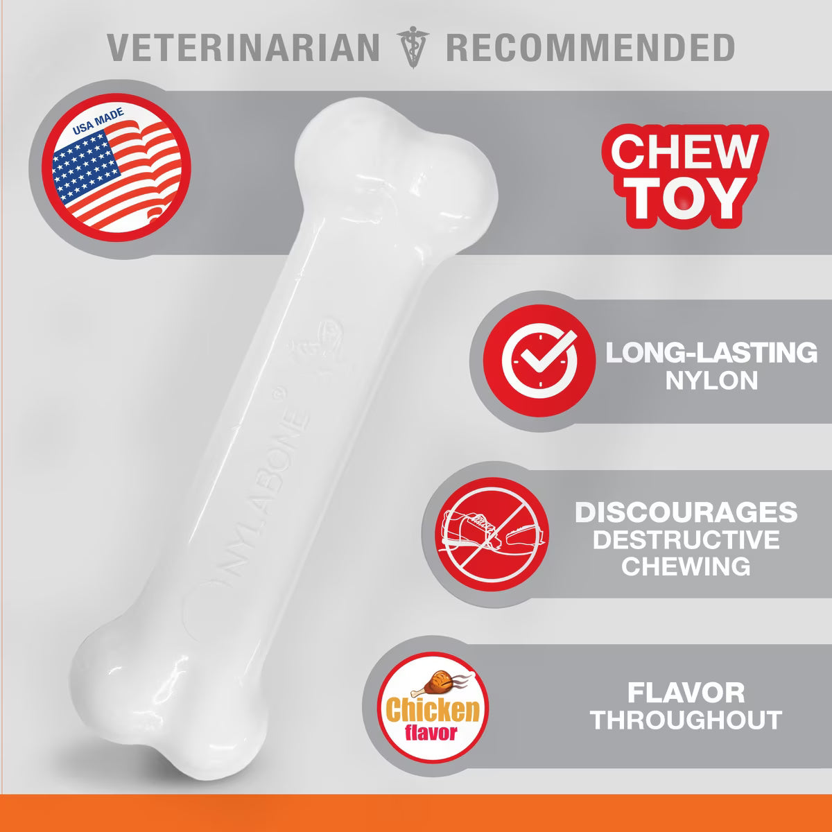 Nylabone Power Dog Chew Chicken Flavored Medium