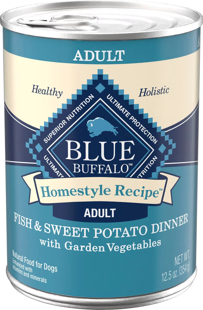 Blue Buffalo Homestyle Recipe Fish & Sweet Potato Dinner with Garden Vegetables Canned Dog Food 12.5oz