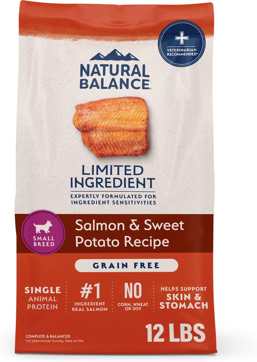 Natural Balance Grain-Free Salmon & Sweet Potato Small Breed Bites Recipe Dry Dog Food 12lb