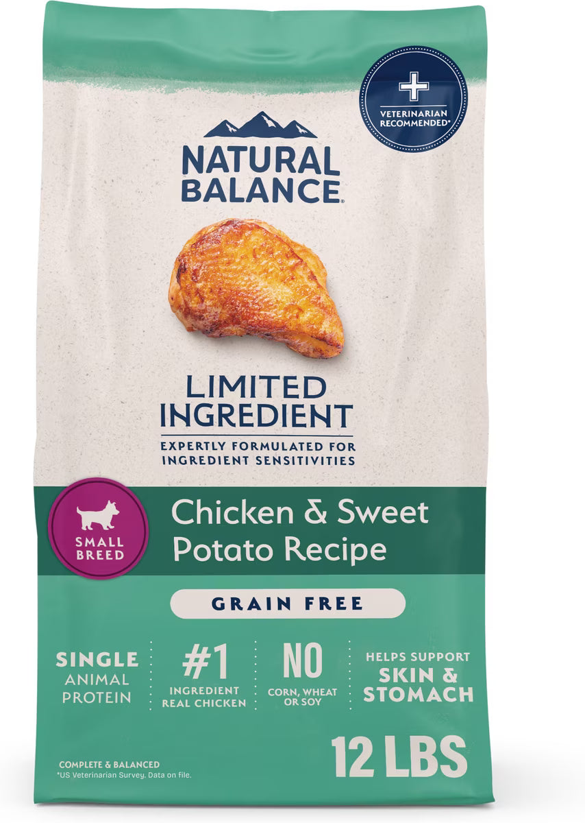 Natural Balance Chicken & Sweet Potato Recipe Small Breed Bites Grain-Free Dry Dog Food 12lb