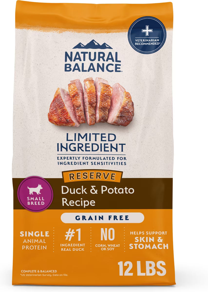 Natural Balance Limited Ingredient Grain-Free Duck & Potato Small Breed Bites Recipe Dry Dog Food 12lb