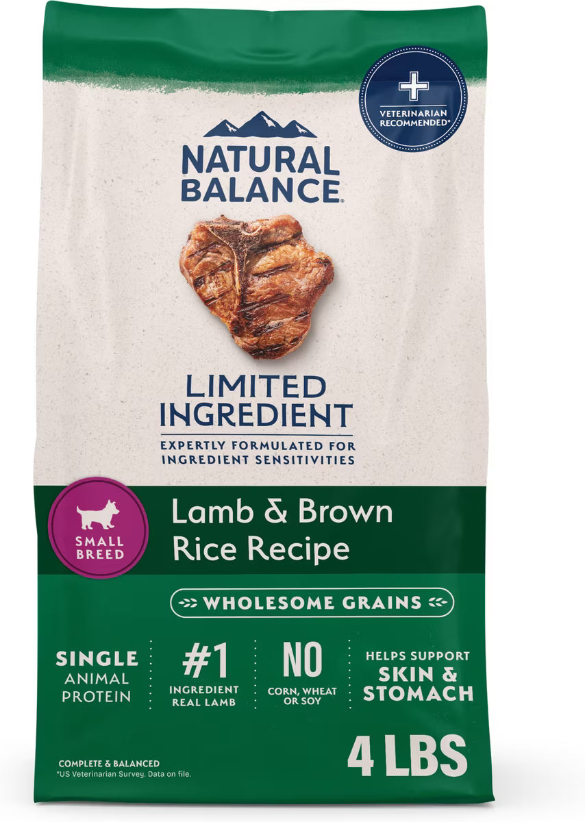Natural Balance Lamb & Brown Rice Small Breed Bites Recipe Dry Dog Food 4lb