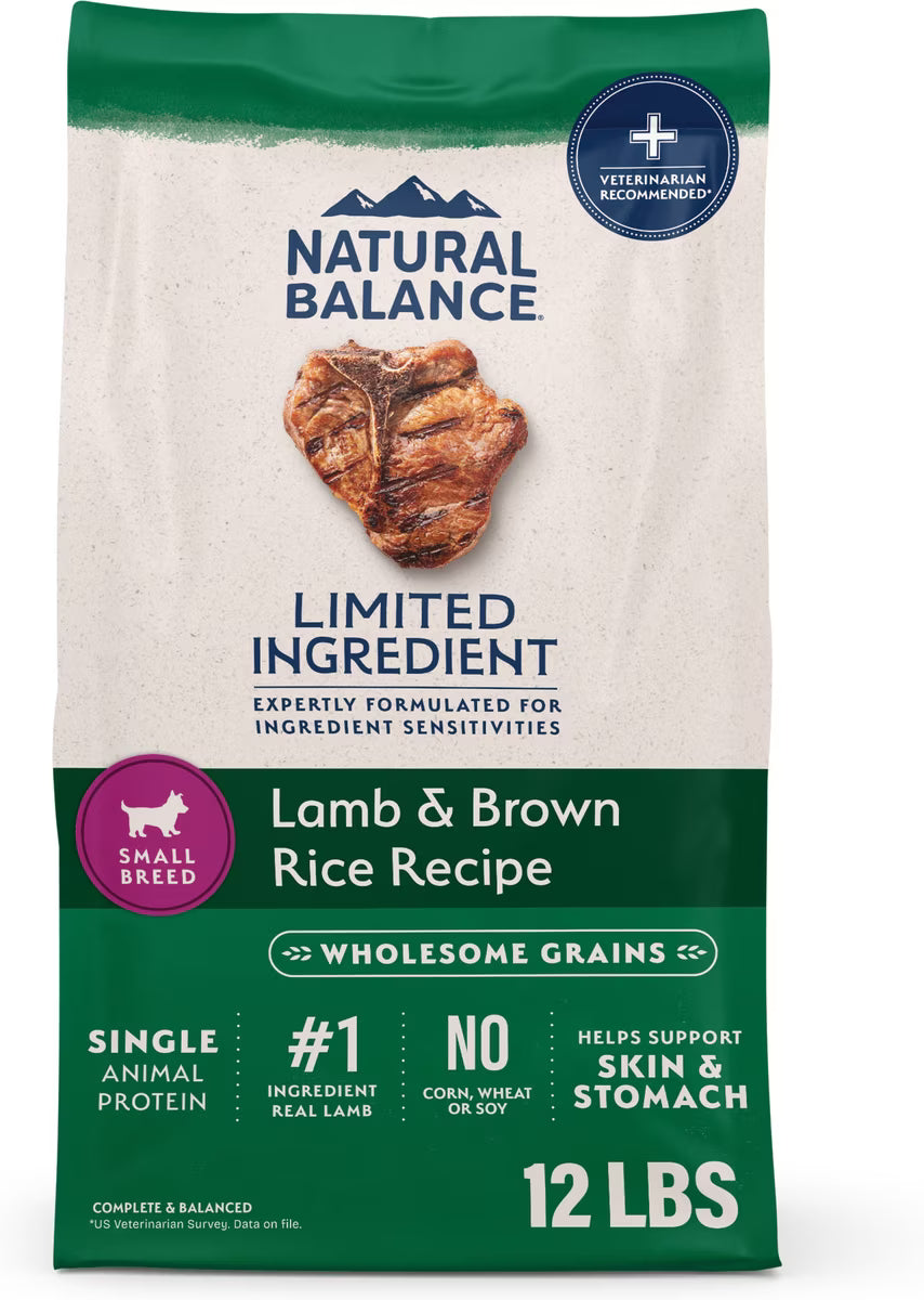 Natural Balance Lamb & Brown Rice Small Breed Bites Recipe Dry Dog Food 12lb