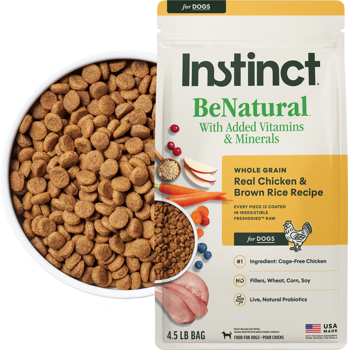 Instinct BeNatural Adult Real Chicken & Brown Rice Recipe Dry Dog Food 4.5 lbs