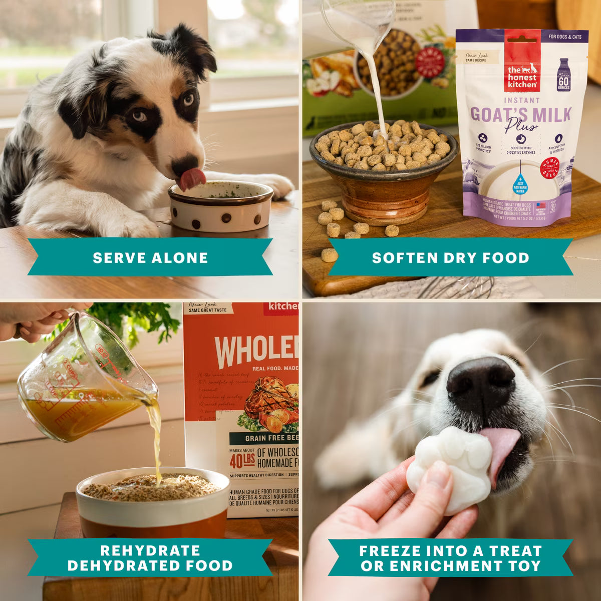 The Honest Kitchen Human Grade Daily Boosters Instant Goat's Milk with Probiotics for Dogs & Cats 5.2-oz