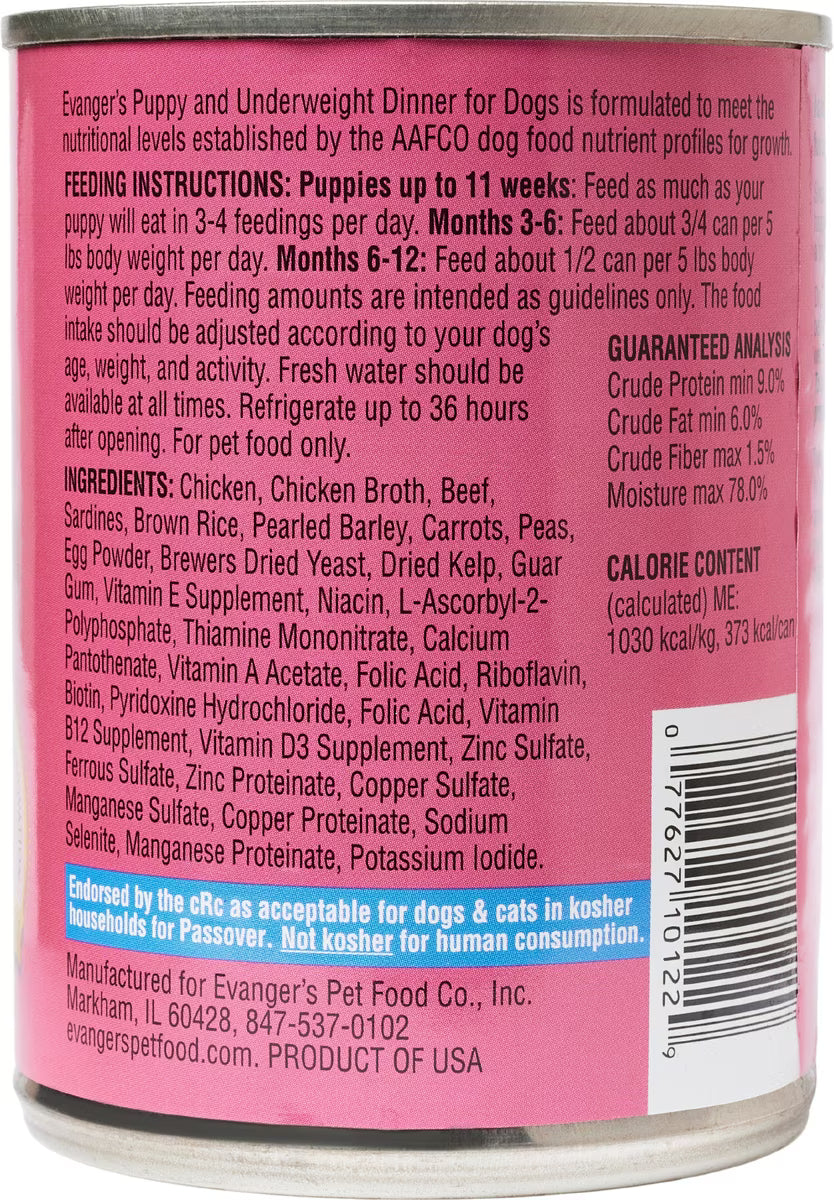 Evanger's Classic Recipes Puppy Canned Dog Food 12.5oz