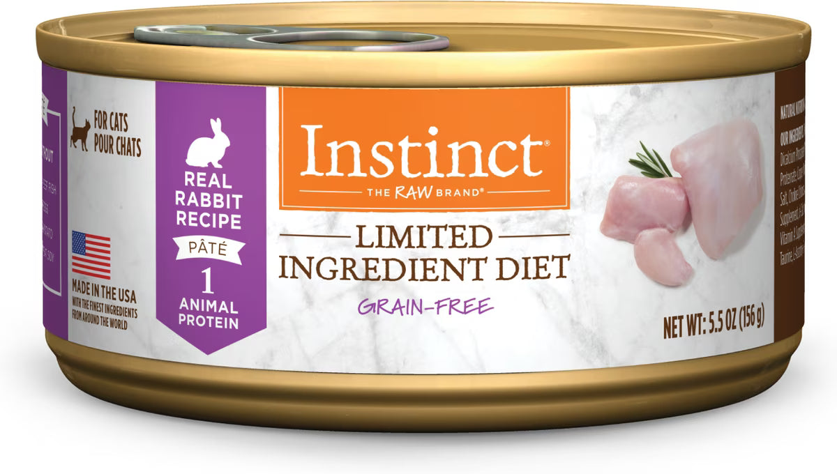 NV Instinct Limited Ingredient Diet Real Rabbit Recipe Grain-Free Pate Wet Cat Food, 5.5-oz can,