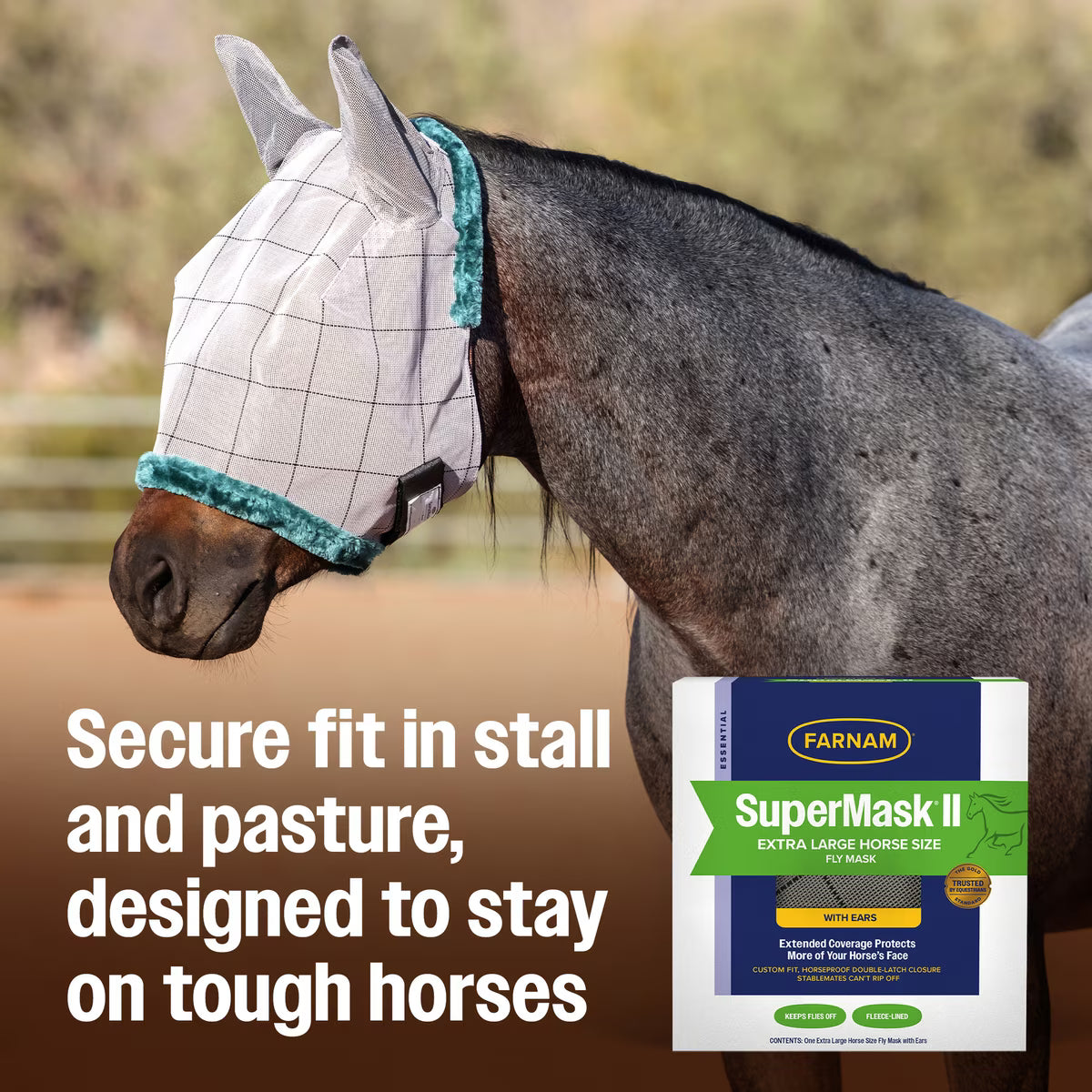 FARNAM FLY MASK XLRG W/EARS