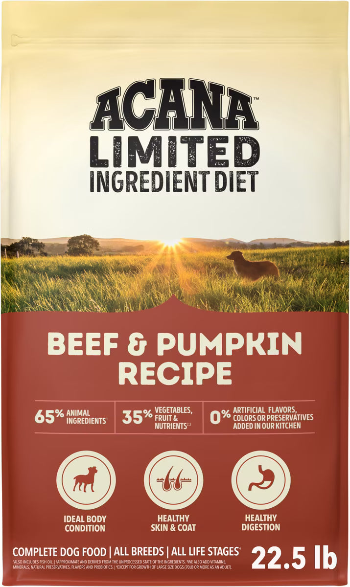 Acana Singles Limited Ingredient Beef & Pumpkin Grain-Free  Dry Dog Food 22.5lb