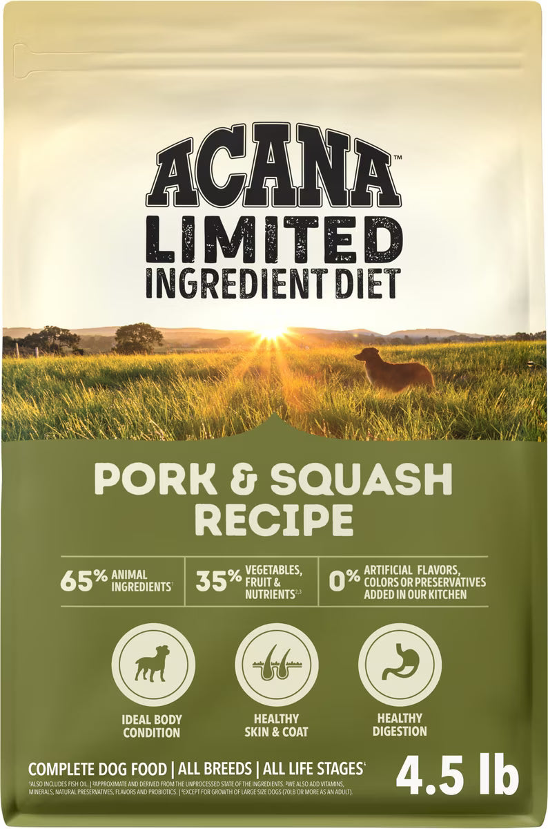 ACANA Singles Limited Ingredient Pork & Squash Grain-Free High-Protein Dry Dog Food 4.5lb