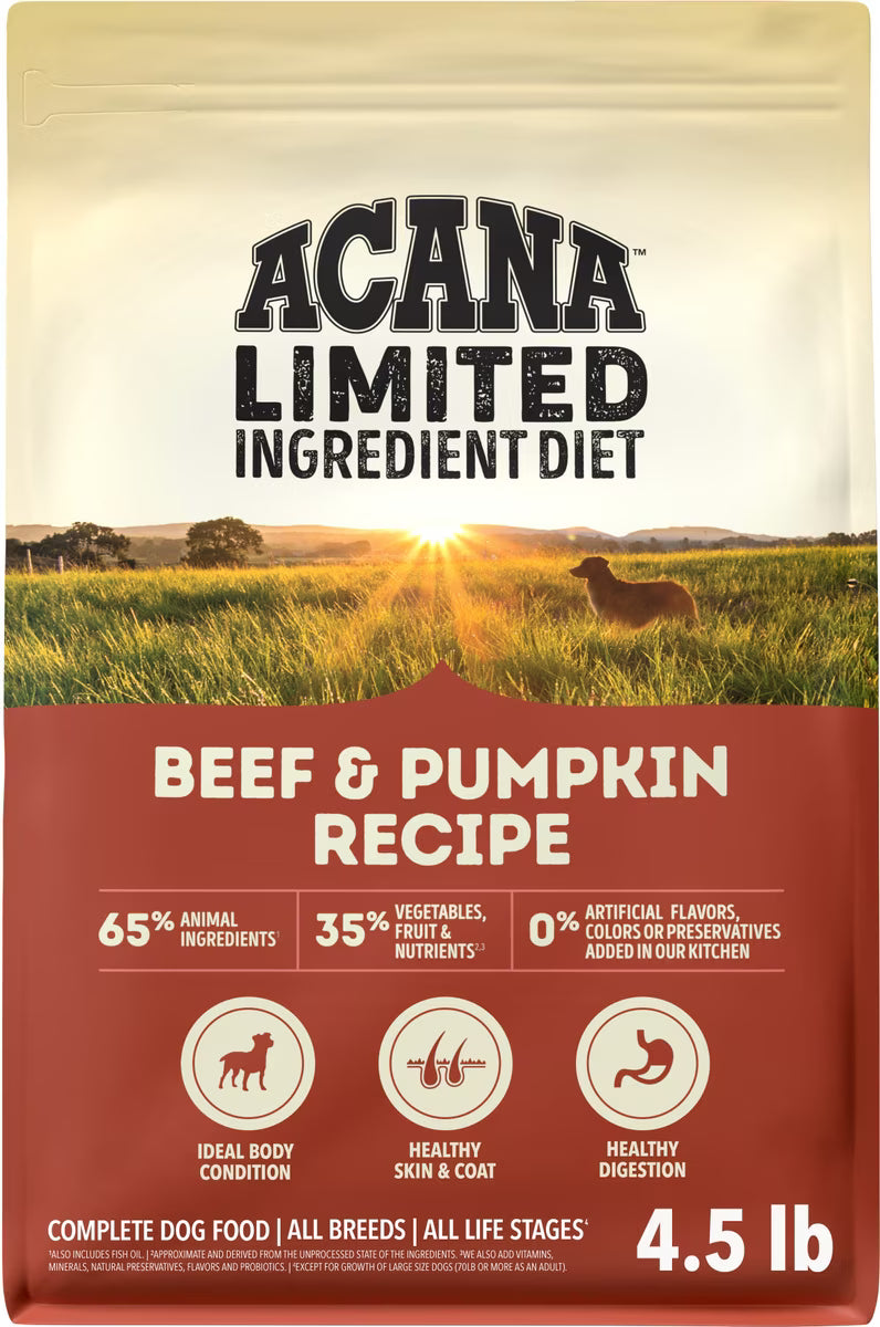 ACANA Singles Limited Ingredient Beef & Pumpkin Grain-Free High-Protein Dry Dog Food 4.5LB