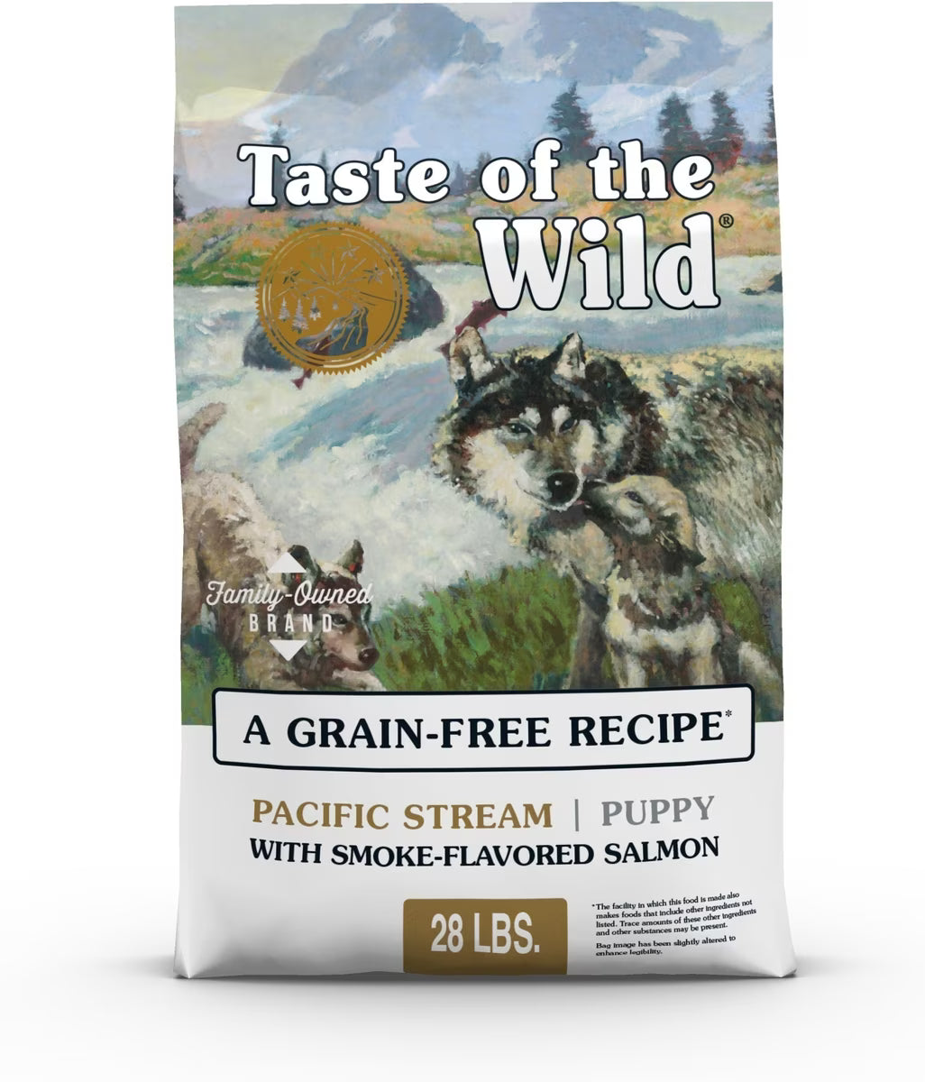 Taste of the Wild Pacific Stream Smoke-Flavored Salmon Puppy Recipe Grain-Free Dry Dog Food 28lb
