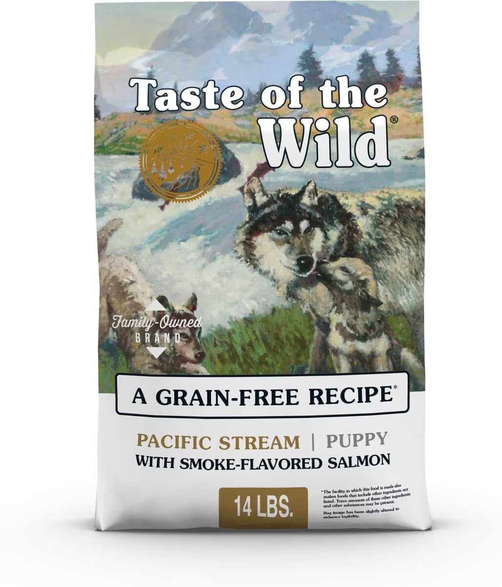 Taste of the Wild Pacific Stream Smoke-Flavored Salmon Puppy Recipe Grain-Free Dry Dog Food 14lb