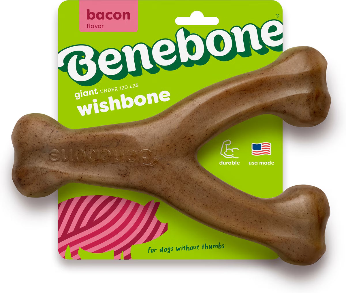 Benebone Bacon Flavored Wishbone Durable Dog Chew Giant