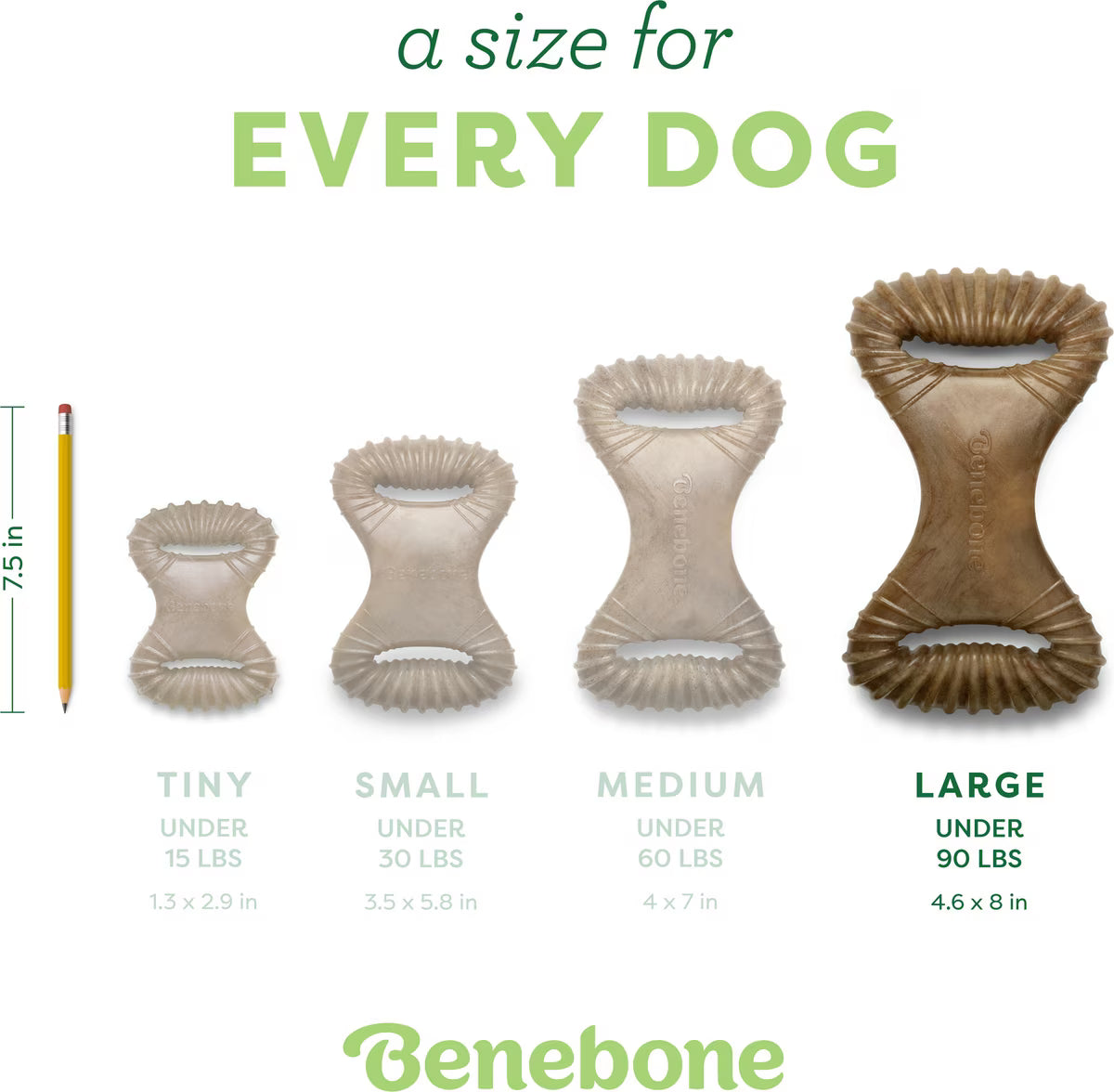Benebone Dental Peanut Butter Flavored Durable Dog Chew Toy Large