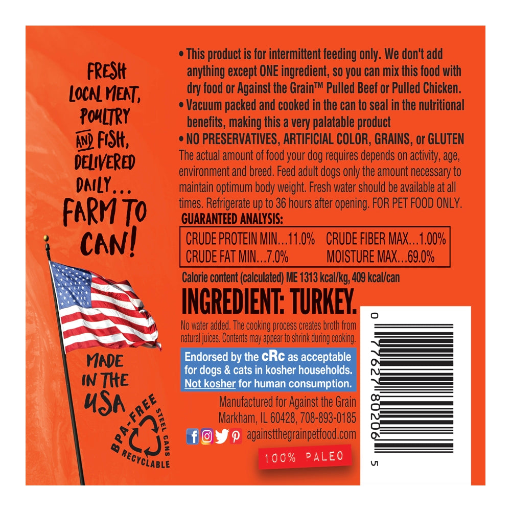 Against the Grain Nothing Else! Turkey Recipe Limited Ingredient Wet Dog Food 11 OZ