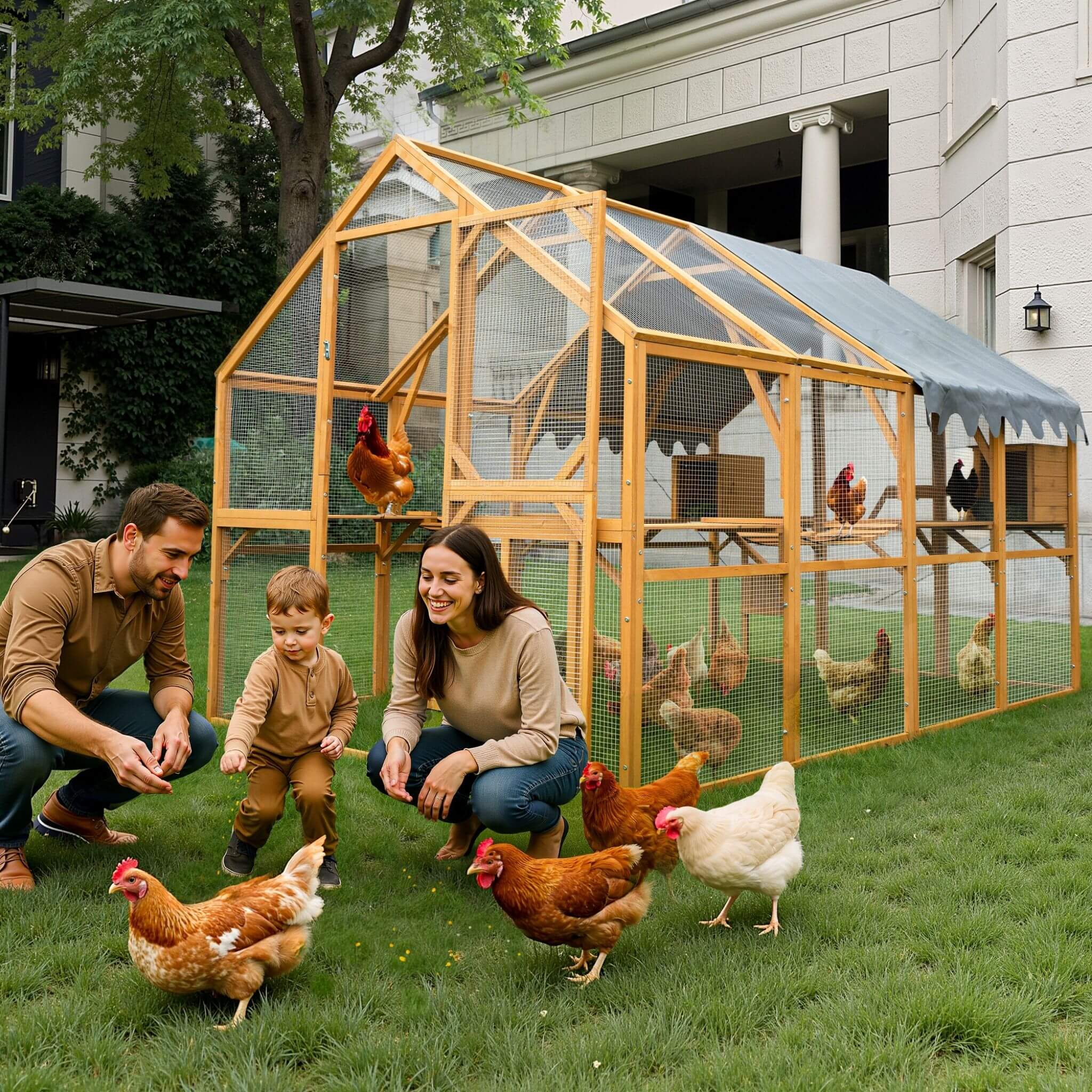110-Inch Large Outdoor Kitten Playpen Chicken Coop With Waterproof Cover
