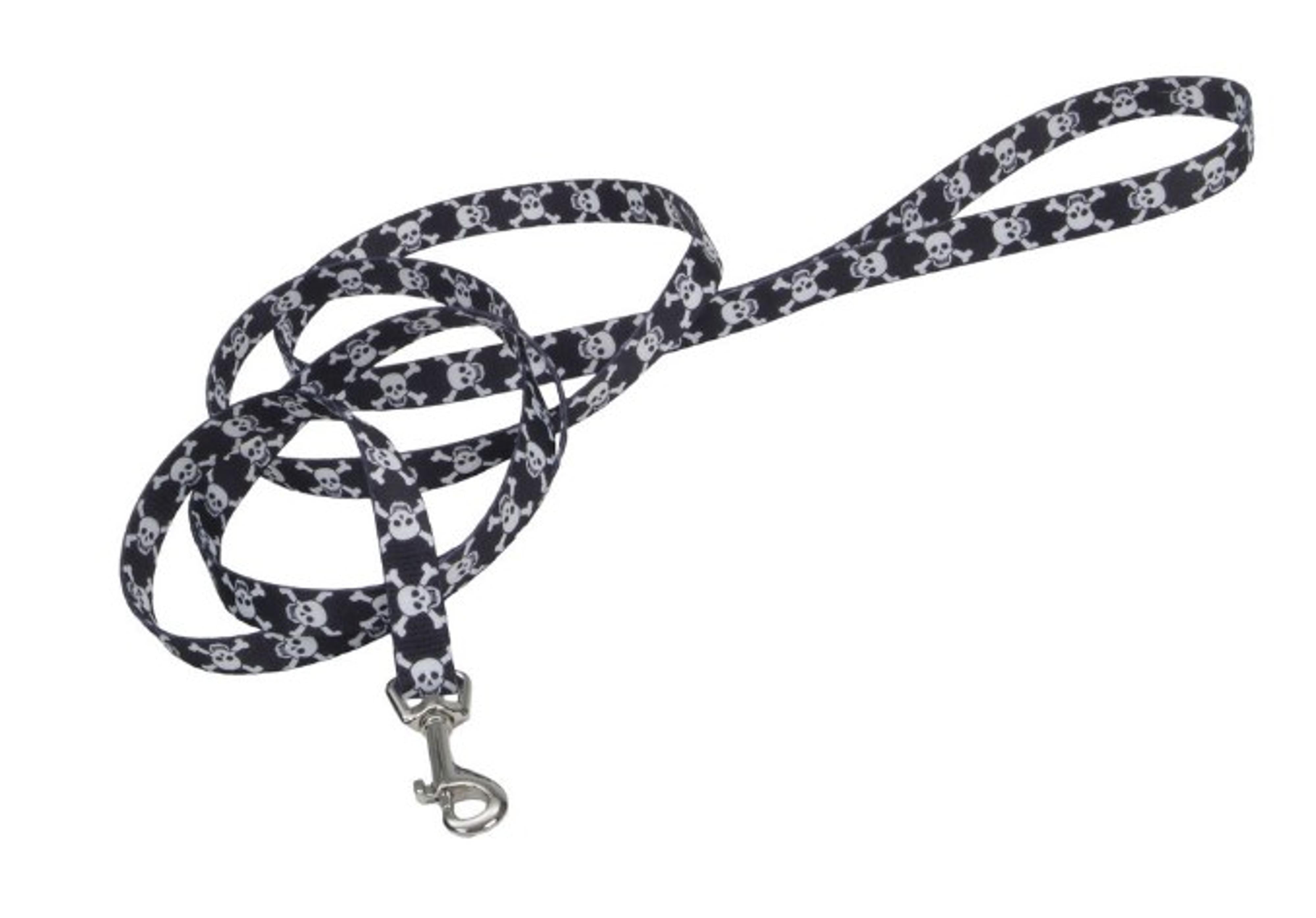 Coastal Pet Styles Black Skulls print leash 1X72"