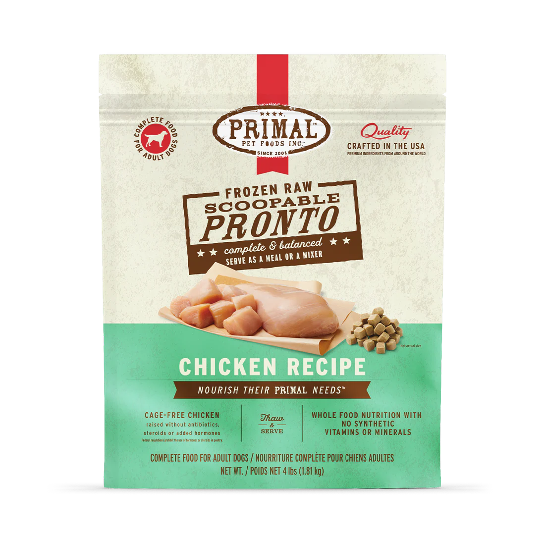 Primal Frozen Raw Scoopable Pronto Chicken Recipe for Dogs 4lb