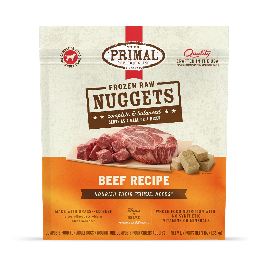 Primal Frozen Raw Beef Nuggets 3lb