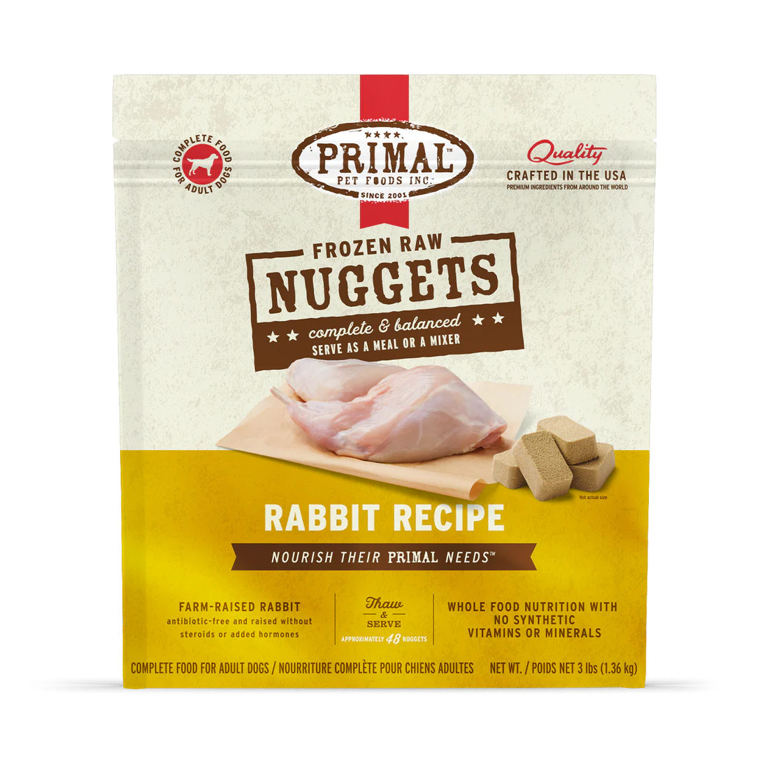 Primal Frozen Raw Rabbit Nuggets for Dogs 3lb