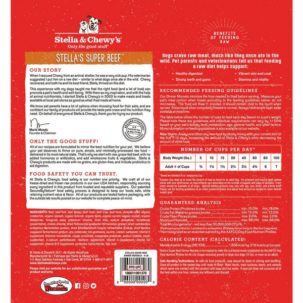 Stella & Chewy's Super Beef Raw Frozen Morsels for Dog 4lb