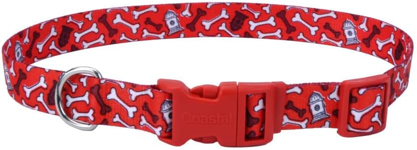 Coastal Pet Styles Adjustable Dog Collar Red Bones - 3/4" x 14-20"