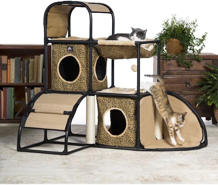 Prevue Pet Products Catville Townhome Cat House, Leopard Print