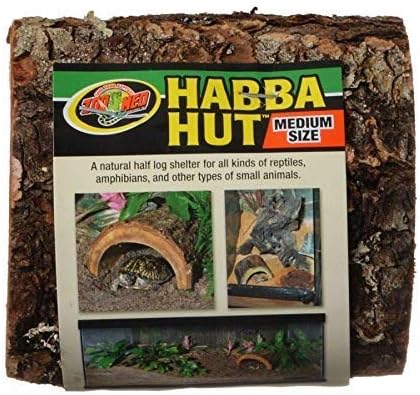 Zoo Med Habba Hut Natural Half Log with Bark Shelter Medium (5" L x 5.5" W x 3" H)