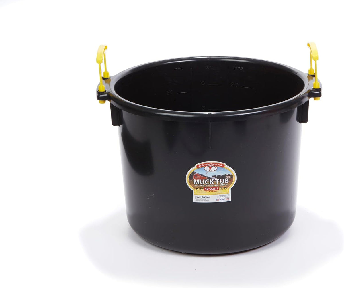 Little Giant Plastic Durable & Versatile Muck Tub with Handles Black 40qt