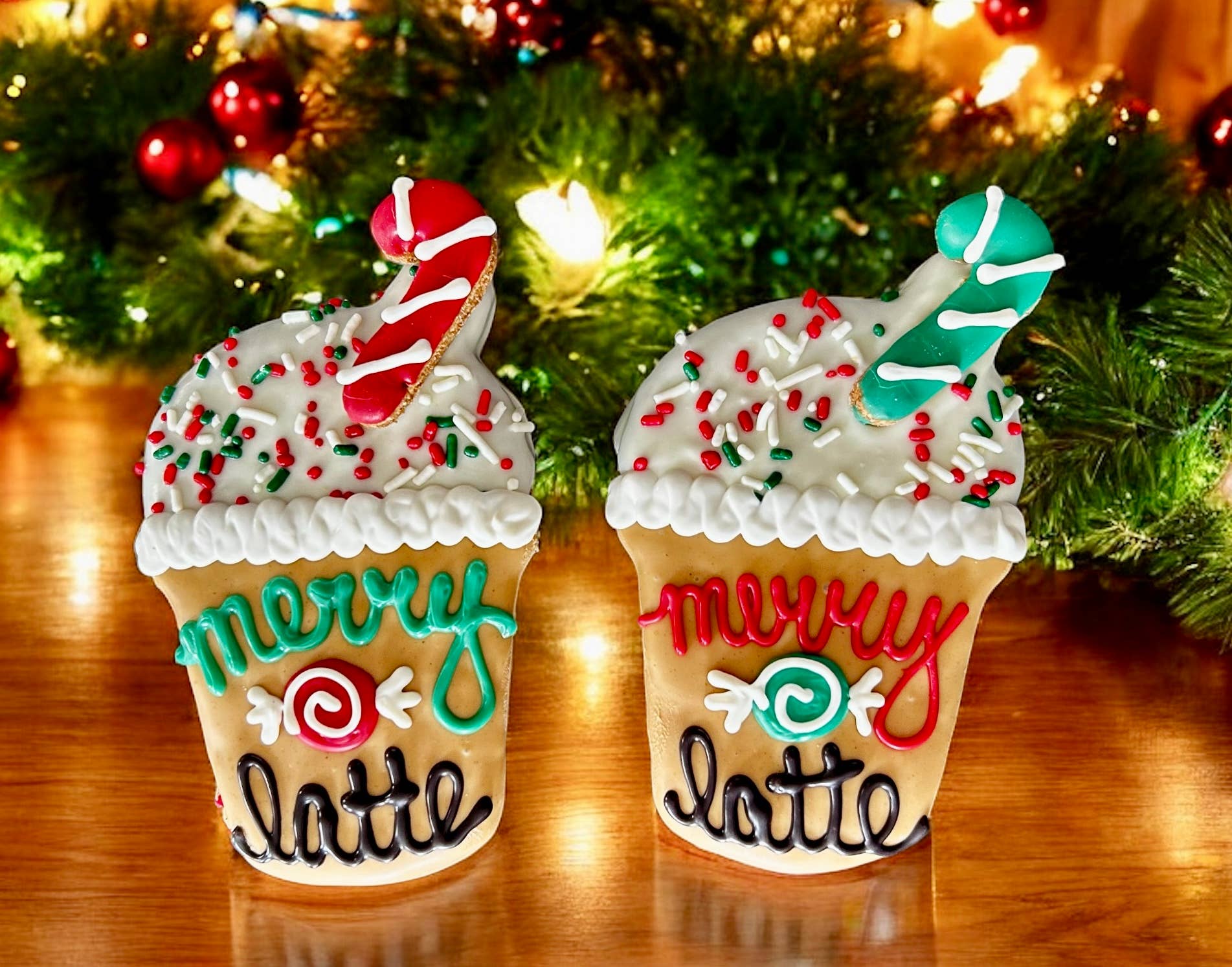 Iced Merry Mint Christmas Latte dog treats