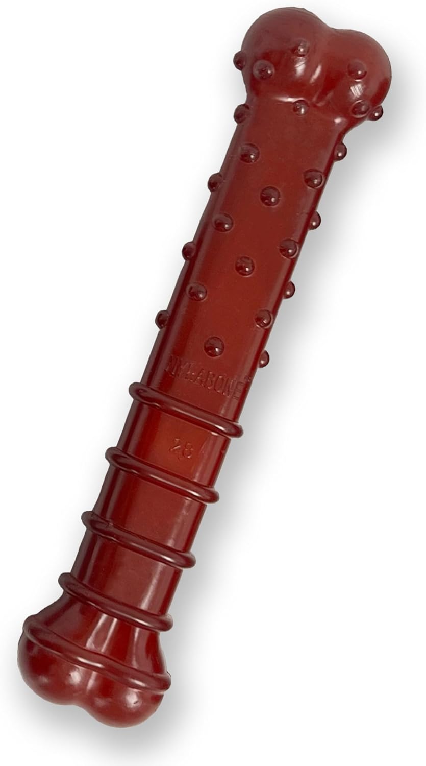 Nylabone Textured Bone Power Chew Toy for Dogs, Durable & Tough Dog Toys for Aggressive Chewers, Basted Blast Bacon and Steak Flavor, Large Dogs - Up to 50 lbs