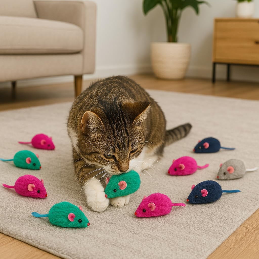 Plush Mice Rattle & Catnip 12c