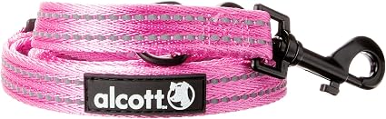 Alcott Adventures Adjustable Reflective Leash Medium Pink