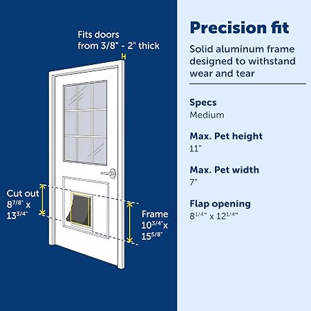 PetSafe Freedom Aluminum Pet Door with White Frame Medium