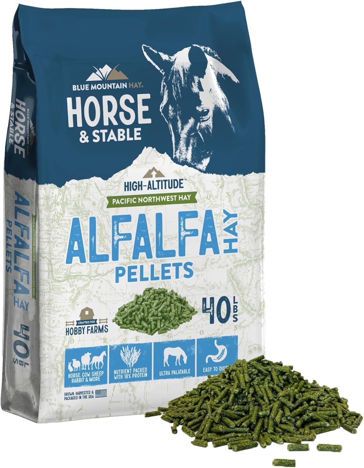 Blue Mountain Hay High Altitude Alfalfa Hay Pellets 40LB