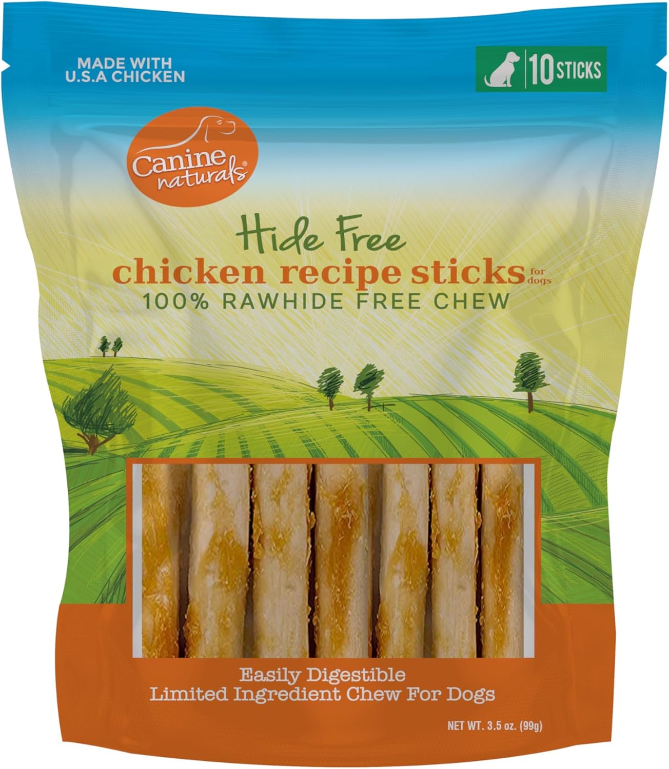 Canine Naturals Chicken Recipe Chew 5in Stick 10 Count