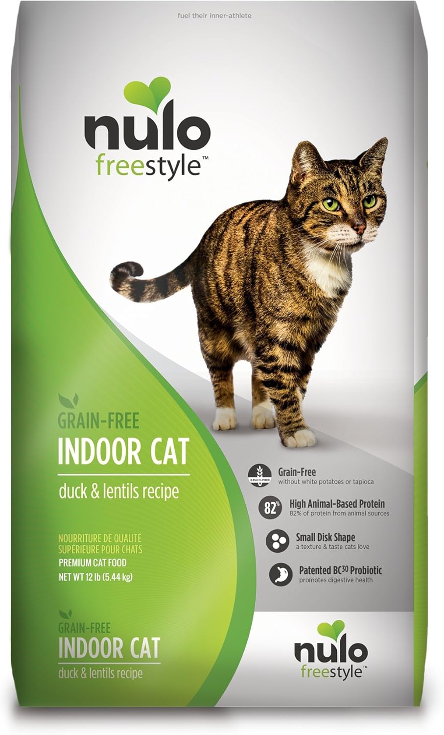 Nulo Indoor Grain Free Dry Cat Food With Bc30 Probiotic (Duck & Lentils Recipe, )12Lb Bag