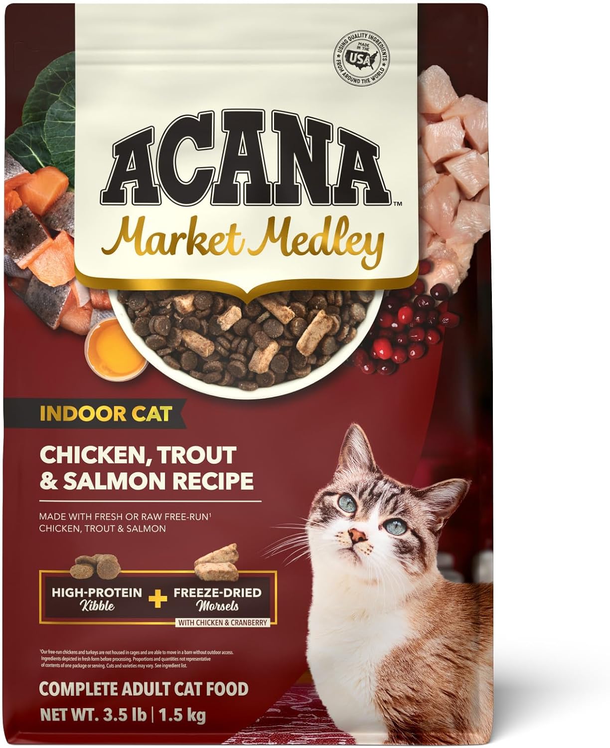 ACANA Market Medley Indoor Cat Adult Cat Food, Chicken, Trout & Salmon Recipe 3.5