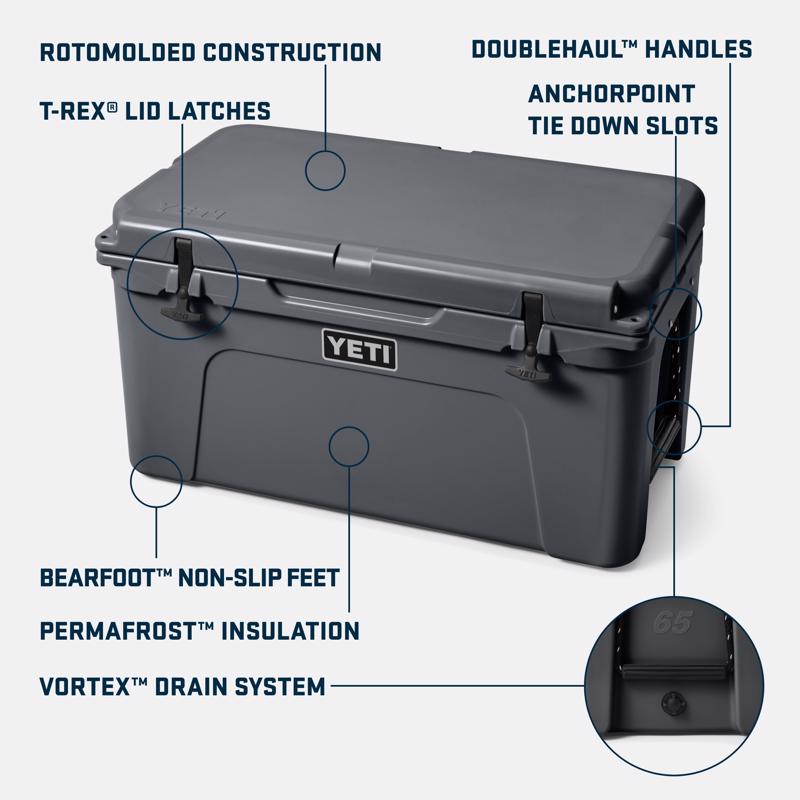 YETI Tundra 65 Charcoal 48 qt Hard Cooler