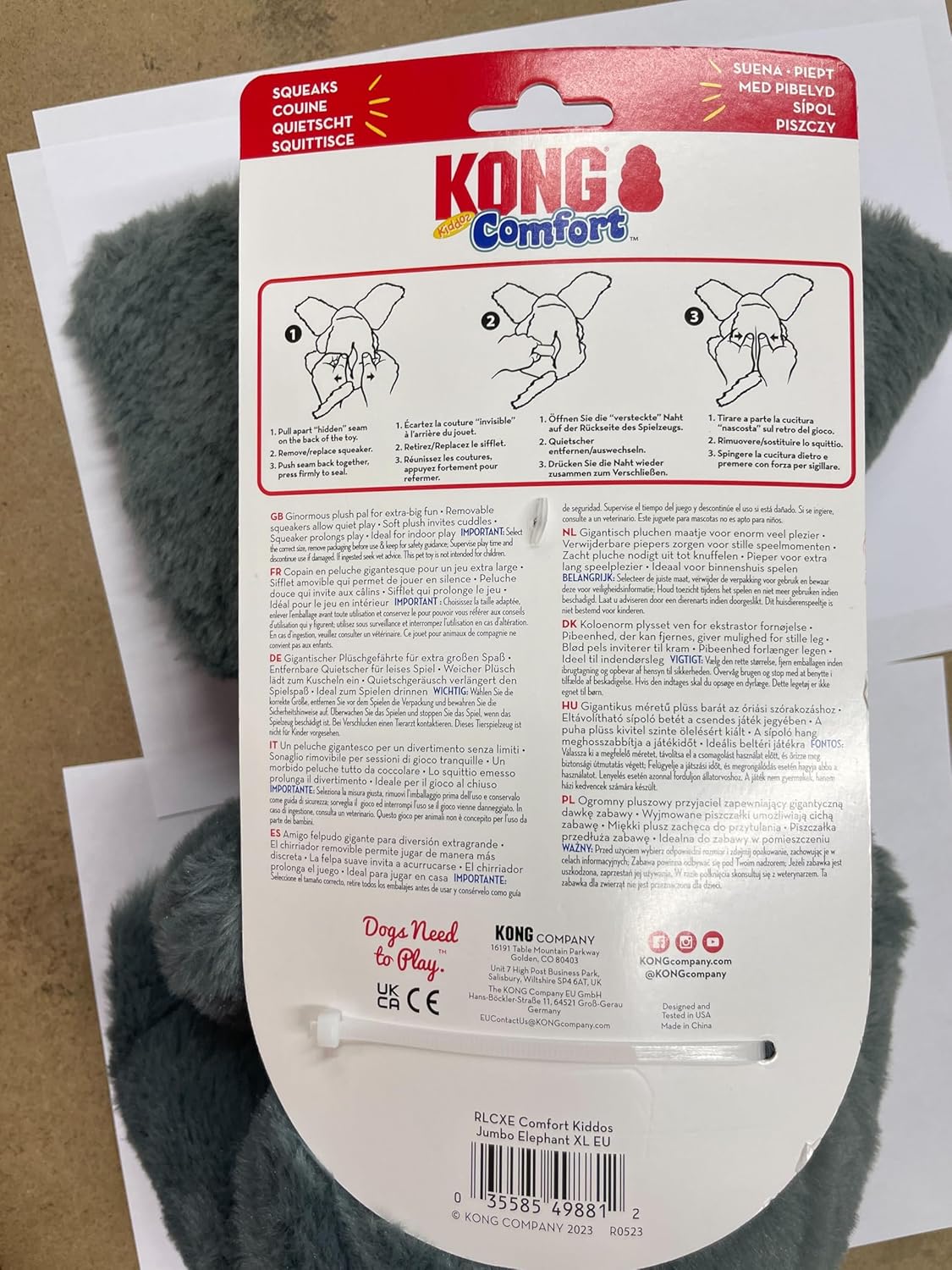 KONG Kiddos Elephan Dog Toy XL