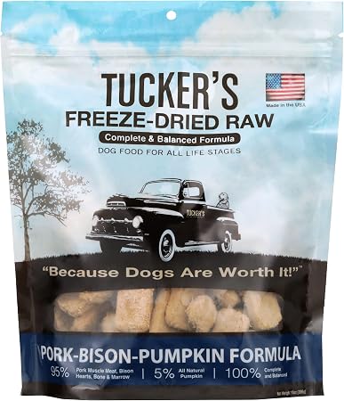 Tucker's Raw Freeze Dried Raw Dog Food, Pork, Bison & Pumpkin Formula 14 oz