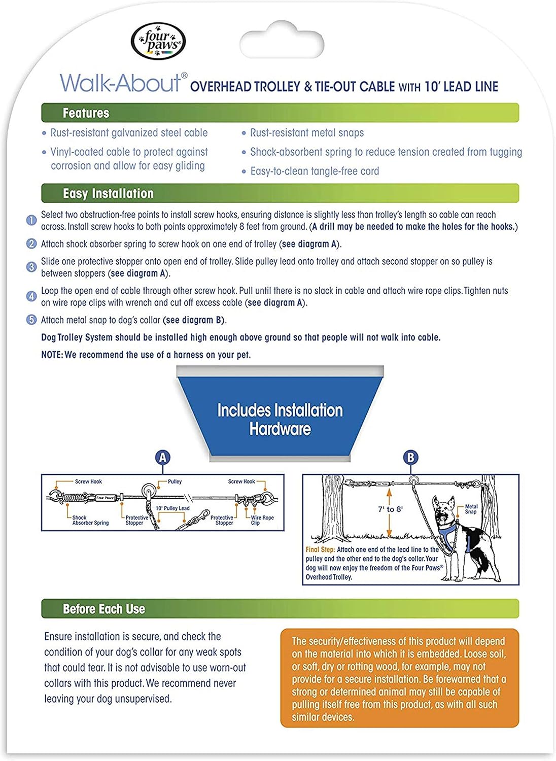 OVERHEAD DOG TROLLEY 75 FT