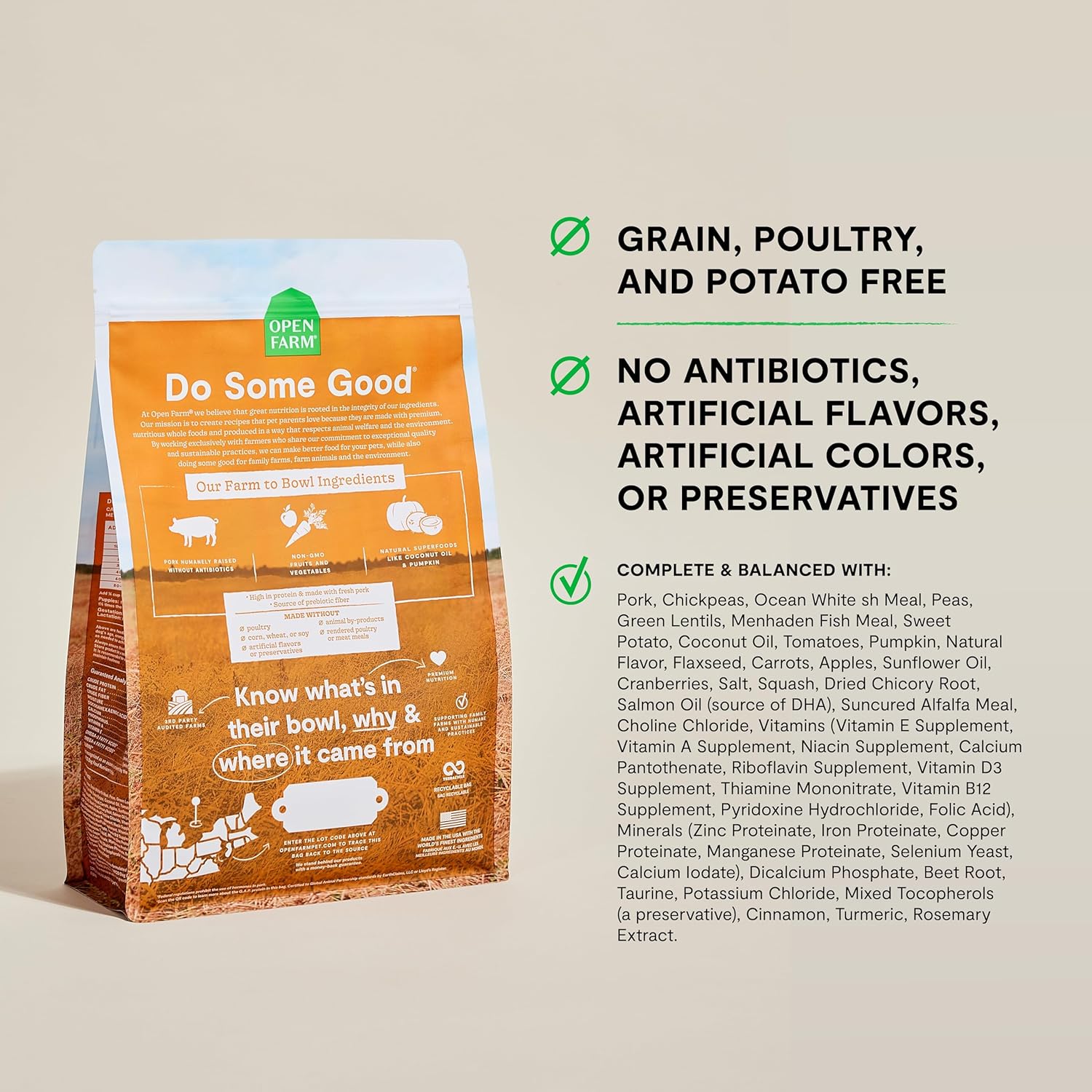 OPEN FARM DOG PORK GF 4LB