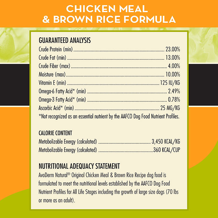 AvoDerm Original Chicken Meal & Brown Rice Recipe Dry Dog Food 30lb