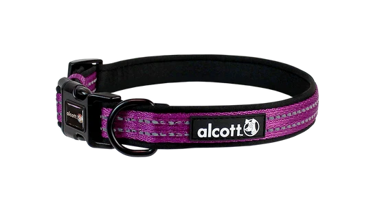 Alcott Adventure Reflective Dog Collar Purple Medium
