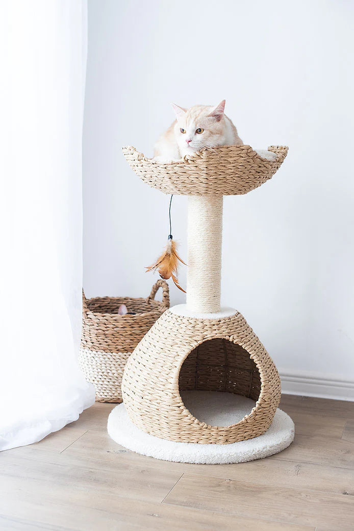 Cat Activity Tree Petpals Walk Up Handwoven 2-Level Cat Tree