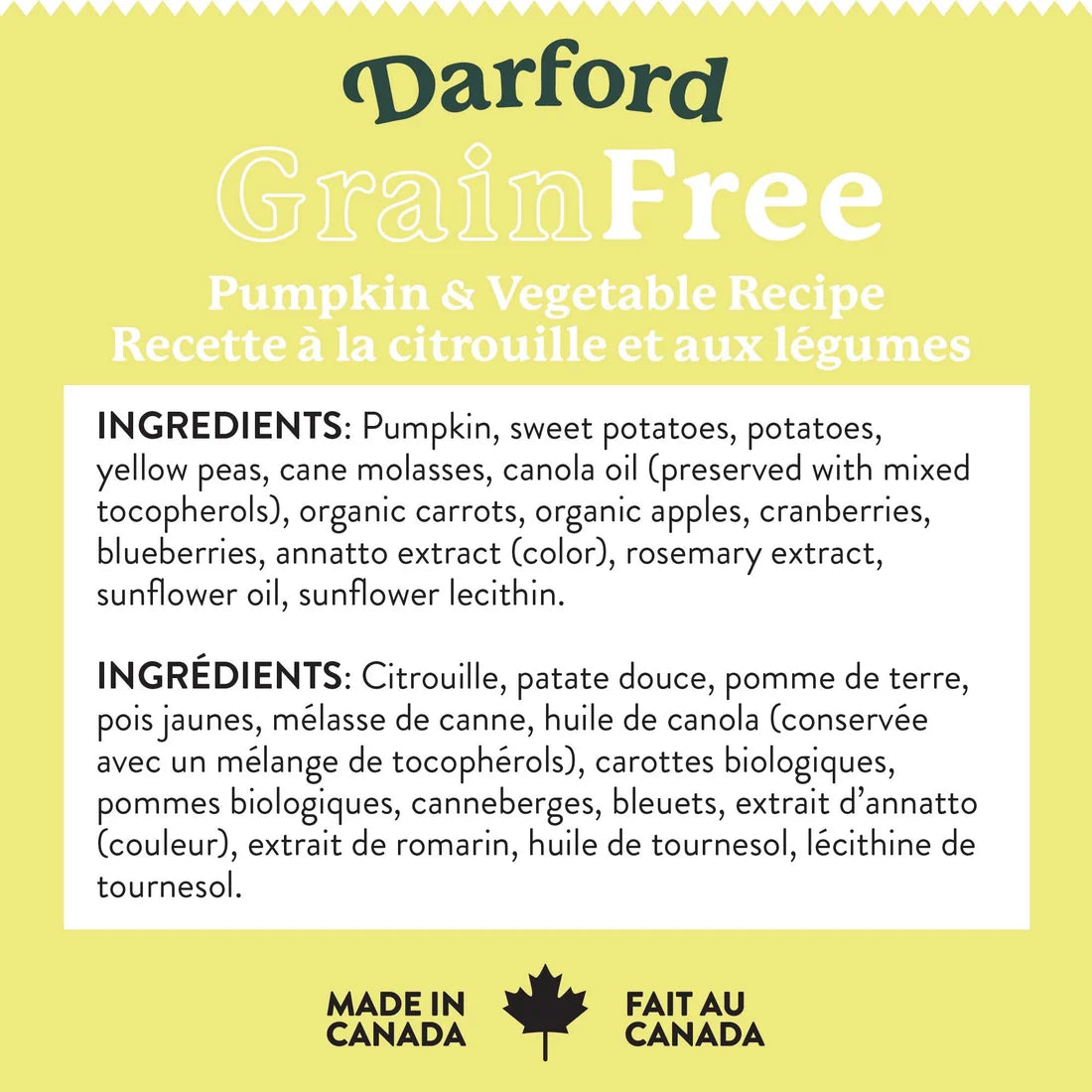 Darford Grain-Free Pumpkin & Vegetable Flavored Dog Biscuits 15lb